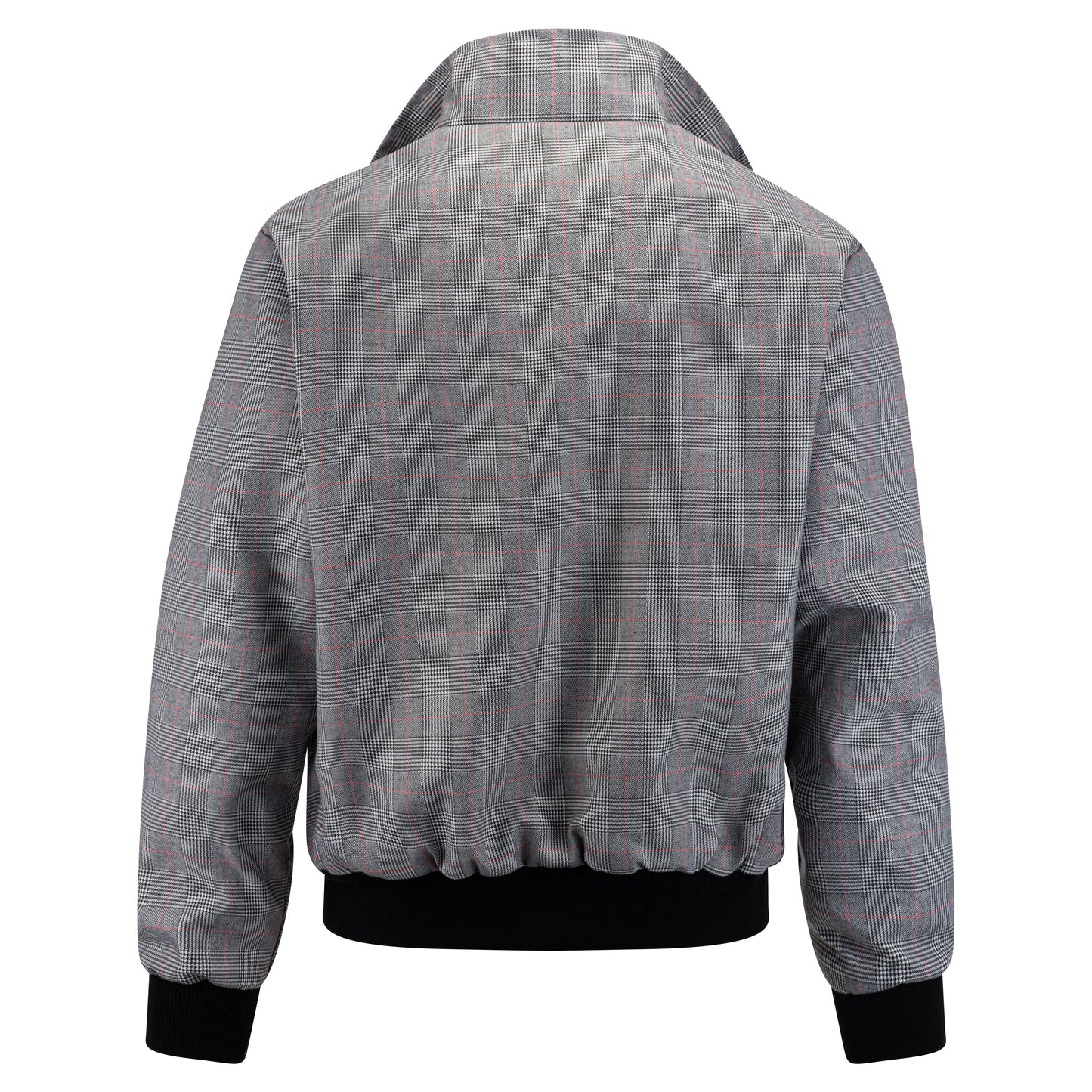Miesten ruudullinen Harrington-takki – vaaleanharmaa/punainen