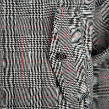 Miesten ruudullinen Harrington-takki – vaaleanharmaa/punainen
