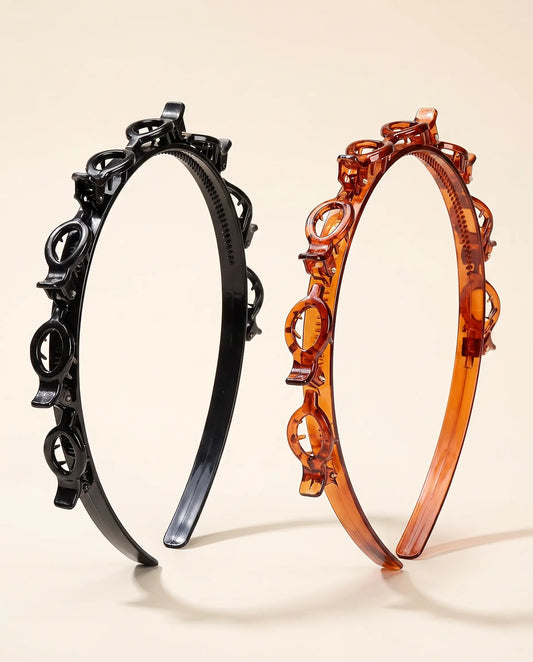 PIMOVO ClipStyle headbands in black and tortoiseshell brown