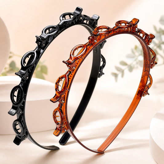 PIMOVO ClipStyle haarbandset in zwart en transparant amberbruin